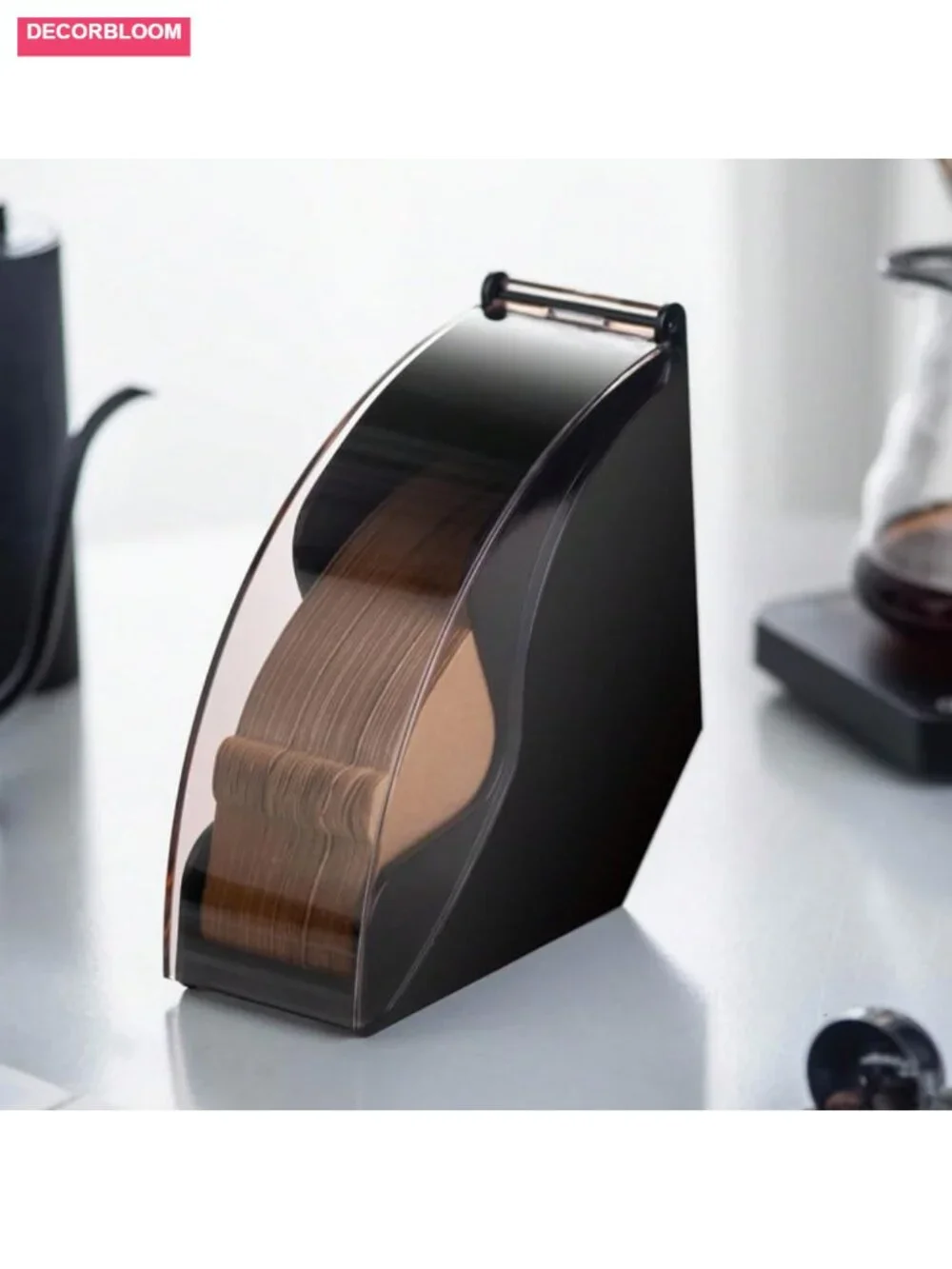 Coffee Filter Holder Storage Container for Countertop Flip-Top Lid